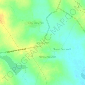 Mapa topográfico Janakipuram, altitud, relieve