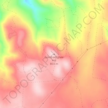 Mapa topográfico Goodradigbee Hill, altitud, relieve