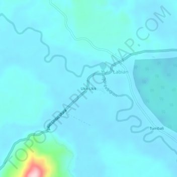 Mapa topográfico Ukit-Ukit, altitud, relieve