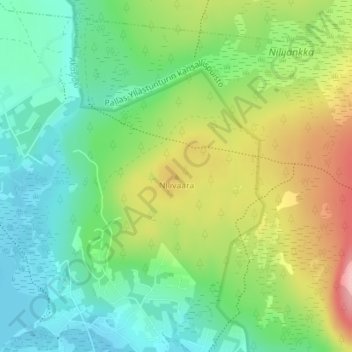 Mapa topográfico Nilivaara, altitud, relieve