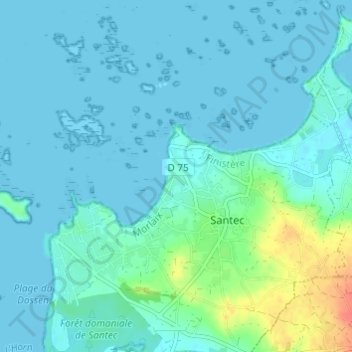 Mapa topográfico Théven, altitud, relieve