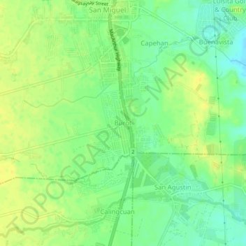 Mapa topográfico Burot, altitud, relieve