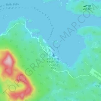 Mapa topográfico Shearwater, altitud, relieve