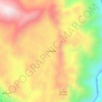 Mapa topográfico La Arabia, altitud, relieve