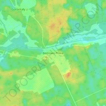 Mapa topográfico Bemowo Piskie, altitud, relieve