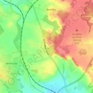 Mapa topográfico Pathlow, altitud, relieve