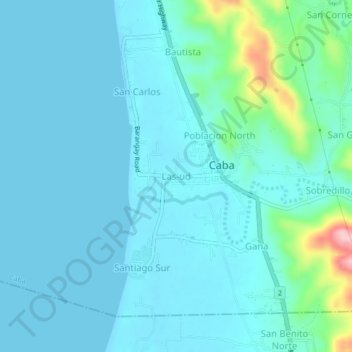 Mapa topográfico Las-ud, altitud, relieve