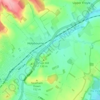 Mapa topográfico Neatham, altitud, relieve