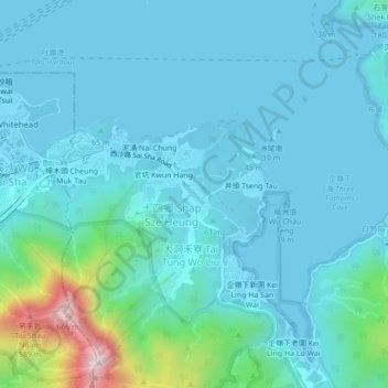 Mapa topográfico Ma Kwu Lam, altitud, relieve