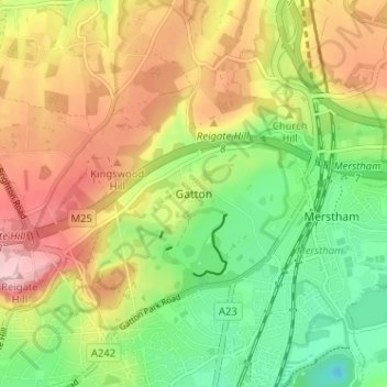 Mapa topográfico Gatton, altitud, relieve