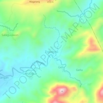 Mapa topográfico Tigbalogo, altitud, relieve