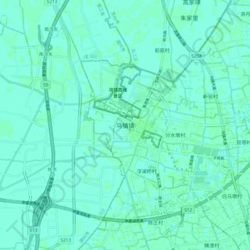 Mapa topográfico Wuzhen, altitud, relieve