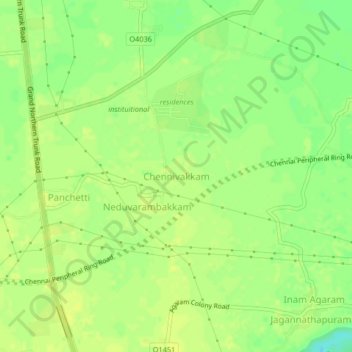 Mapa topográfico Chennivakkam, altitud, relieve