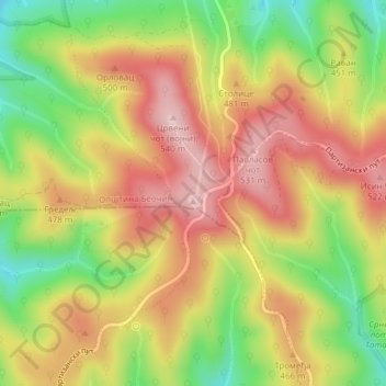 Mapa topográfico Fruška gora, altitud, relieve