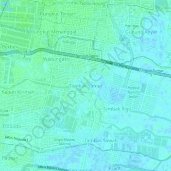 Mapa topográfico Tambak Sumur, altitud, relieve