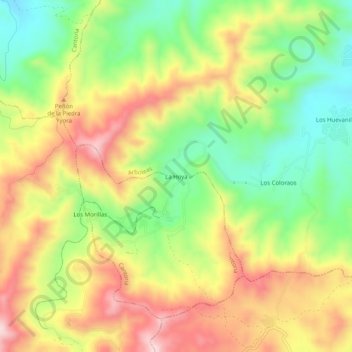 Mapa topográfico La Hoya, altitud, relieve
