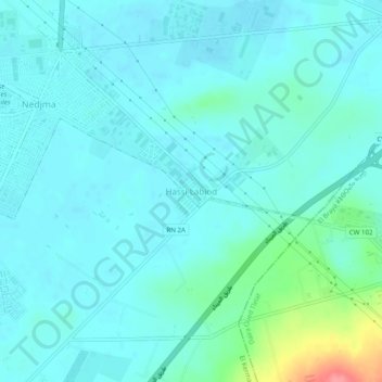 Mapa topográfico Hassi Labiod, altitud, relieve
