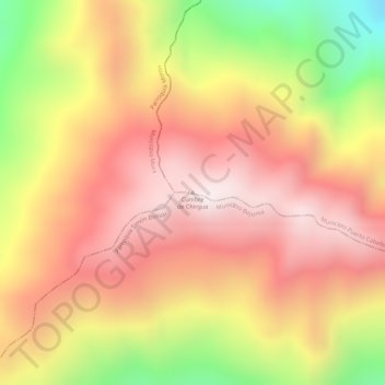 Mapa topográfico Cumbre de Chirgua, altitud, relieve