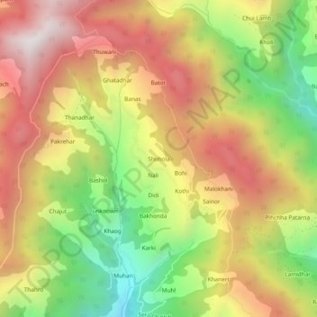Mapa topográfico Shohola, altitud, relieve