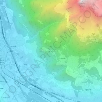 Mapa topográfico Le Grand Essert, altitud, relieve