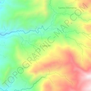 Mapa topográfico Cawayan, altitud, relieve