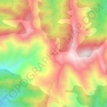 Mapa topográfico Sabual, altitud, relieve
