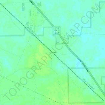 Mapa topográfico Astoria, altitud, relieve