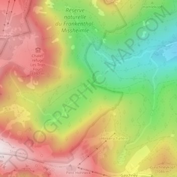 Mapa topográfico Stolz-Ablass, altitud, relieve