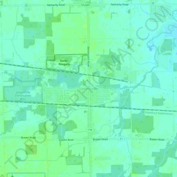 Mapa topográfico Stevensville, altitud, relieve