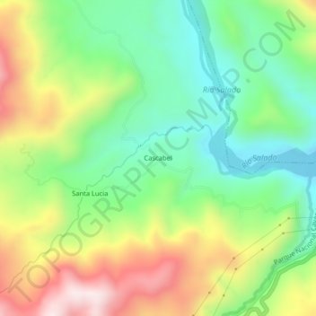 Mapa topográfico Cascabel, altitud, relieve