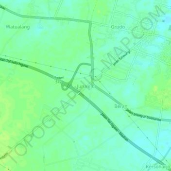 Mapa topográfico Jururejo, altitud, relieve