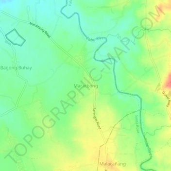 Mapa topográfico Macatbong, altitud, relieve