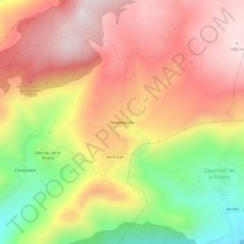 Mapa topográfico Navasequilla, altitud, relieve