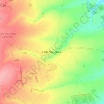 Mapa topográfico Little Weighton, altitud, relieve
