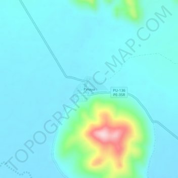 Mapa topográfico Pinaya, altitud, relieve