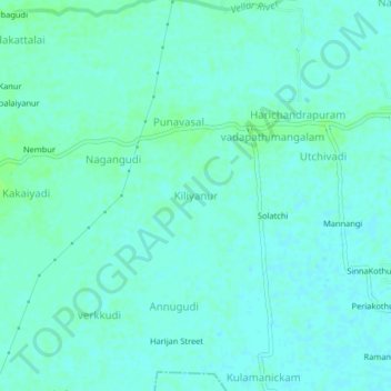 Mapa topográfico Kiliyanur, altitud, relieve