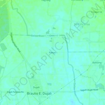 Mapa topográfico Pawas, altitud, relieve