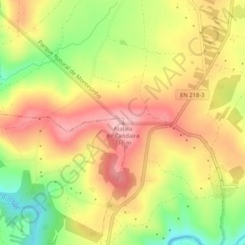 Mapa topográfico Atalaia de Candaira, altitud, relieve