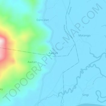 Mapa topográfico Awitan, altitud, relieve