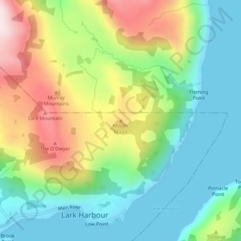 Mapa topográfico Mount Maud, altitud, relieve
