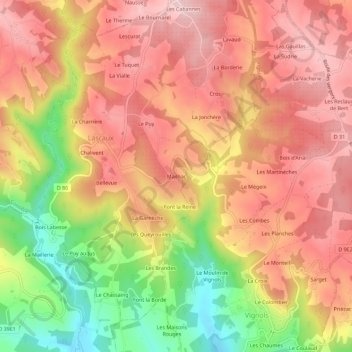 Mapa topográfico Mailhac, altitud, relieve