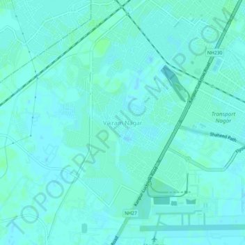 Mapa topográfico Vikram Nagar, altitud, relieve