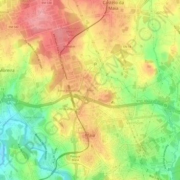 Mapa topográfico Pinta, altitud, relieve