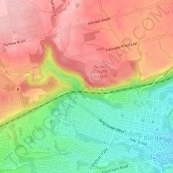 Mapa topográfico Dundas Peak, altitud, relieve