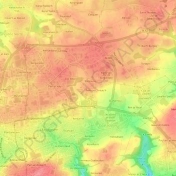 Mapa topográfico Botspern, altitud, relieve