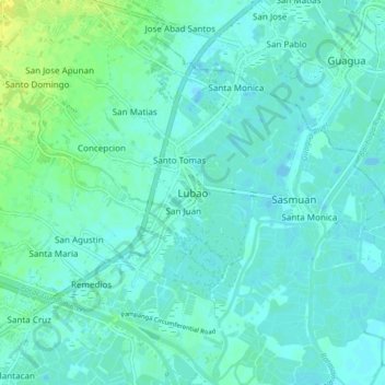 Mapa topográfico Lubao, altitud, relieve