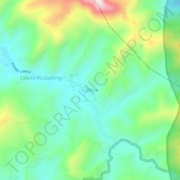 Mapa topográfico Lilikira, altitud, relieve