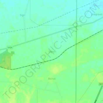 Mapa topográfico Sigra, altitud, relieve