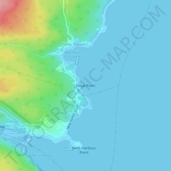 Mapa topográfico Shoal Point, altitud, relieve