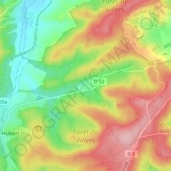Mapa topográfico Villers-Bettnach, altitud, relieve